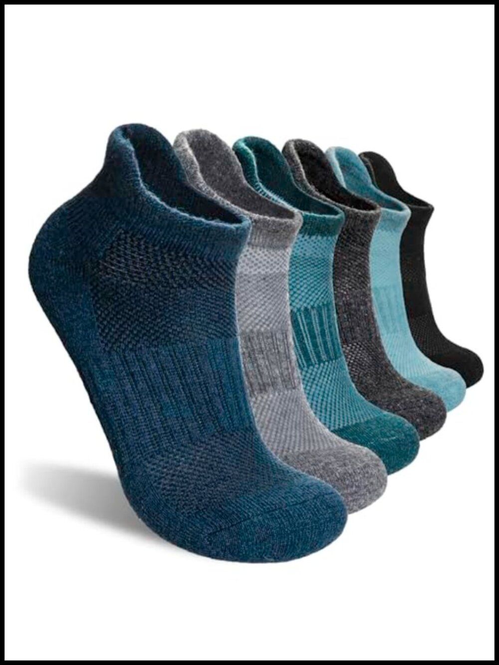 Merino Wool Ankle Hiking Socks No Show Running Athletic Thick Cushioned